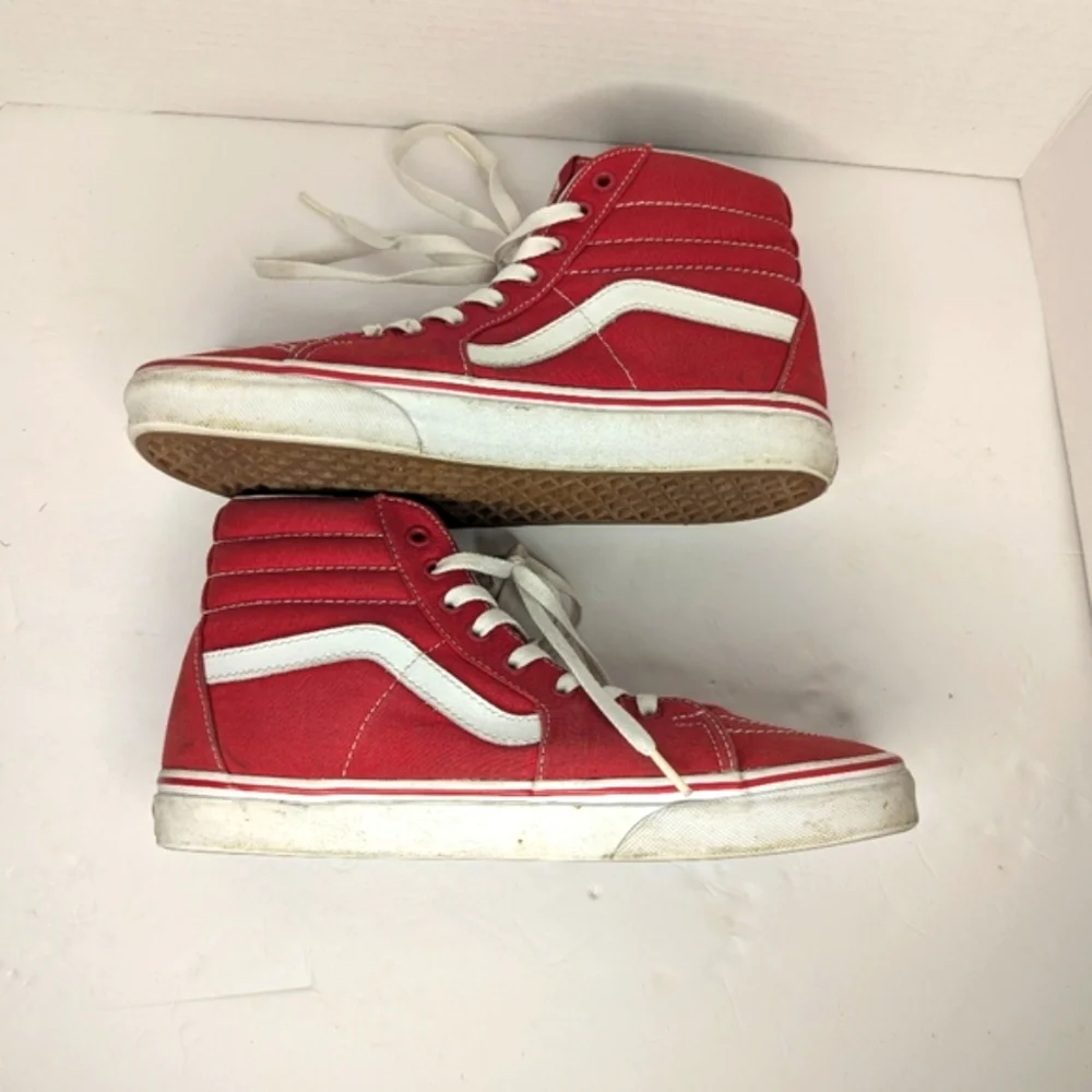 Vans Off The Wall Old Skool 721356 Red & White Hi Top Sneakers, Size 9Men's - Picture 10 of 12